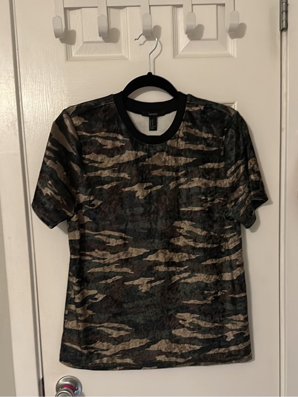 Forever 21 Velvet Camo Ringer Tee